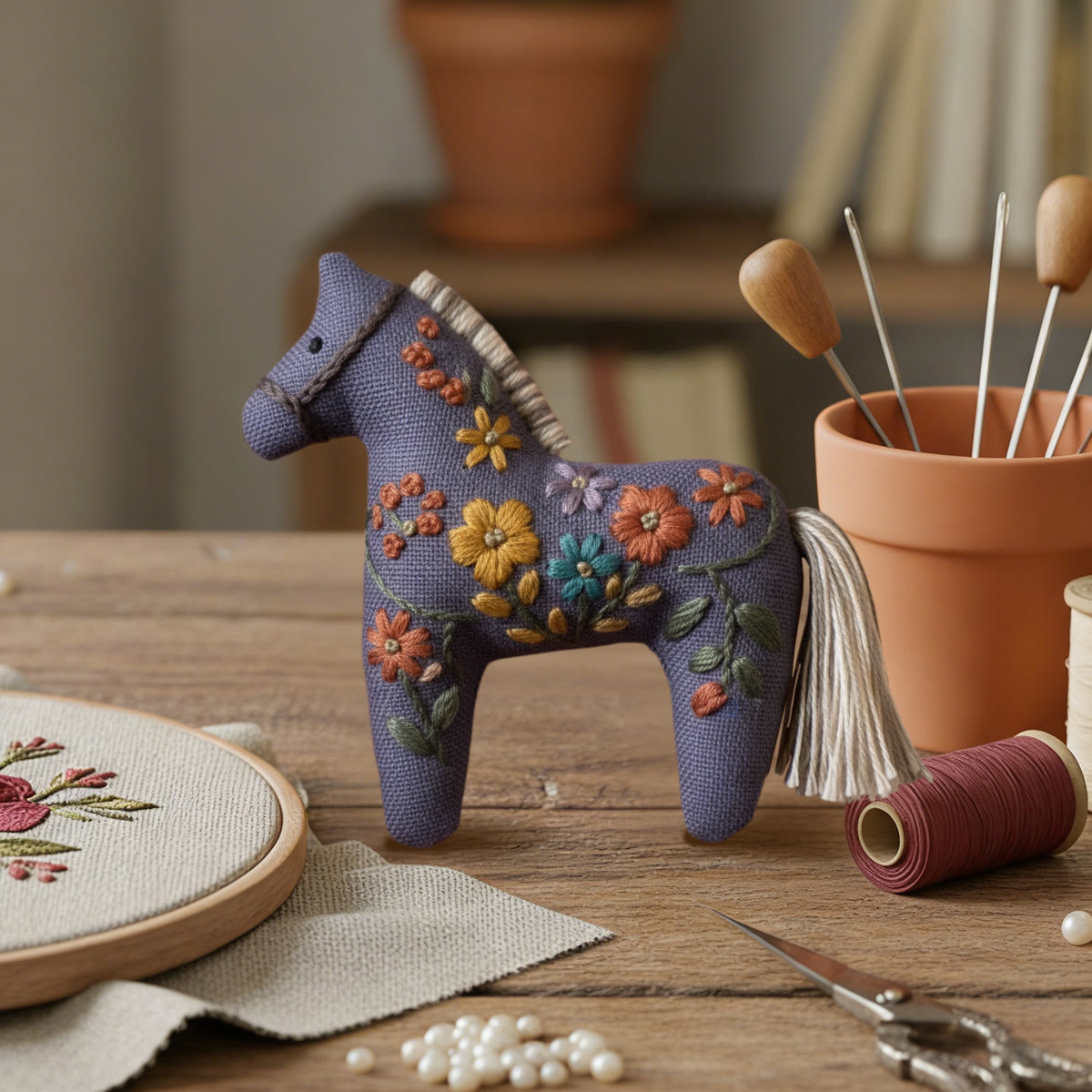 Rubbyoo Dala Horse Embroidery Kit - Mysterious Flower | Beginner Handmade Craft | Animal Hanging Art - image 6