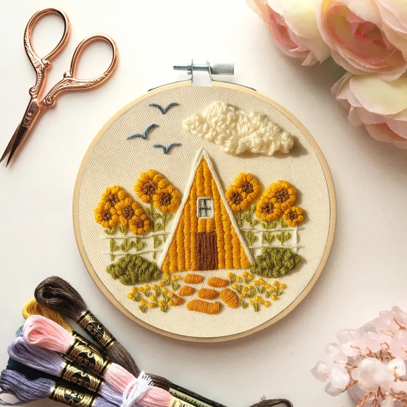 Rubbyoo Embroidery Kit - Autumn Cabin | Beautiful Landscape Craft |  Nice Artwork For Home Decor - image 5