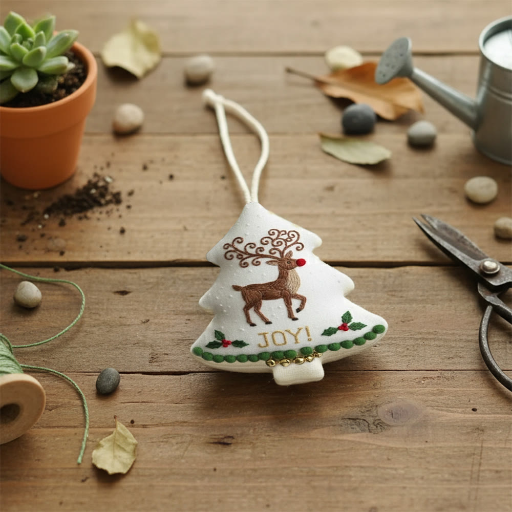 Rubbyoo Tree-shaped Embroidery Kit - Christmas Joyful Deer | Lovely Animal Art | Diy Hanging Craft  - image 7