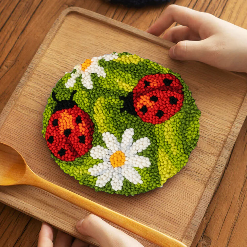 Blooming Flower With Bug Punch Needle Kit - Diy Insect Craft | Nice Home Ornament - image 12