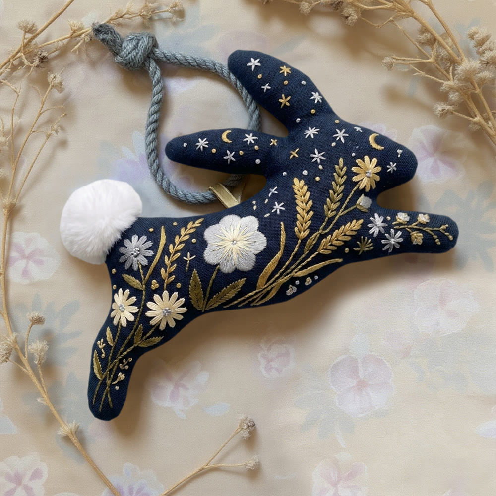 Rubbyoo Rabbit Embroidery Kit - Crescent Moons And Stars | Floral Handmade Birthday Gift | Celestial Home Decor - image 2