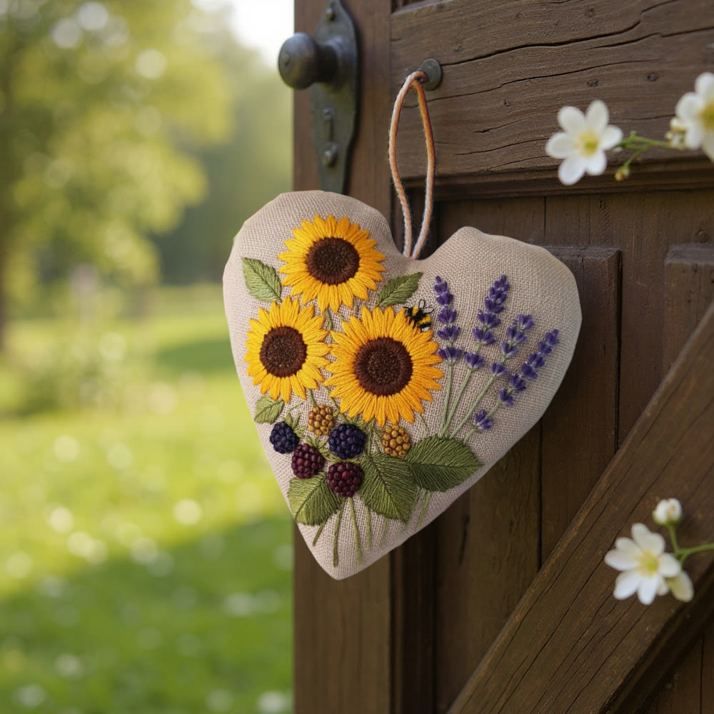 Rubbyoo Heart Embroidery Kit - Sunflower Lavender | Vibrant Handstitched Craft | Bright Home Decor Adornment - image 5