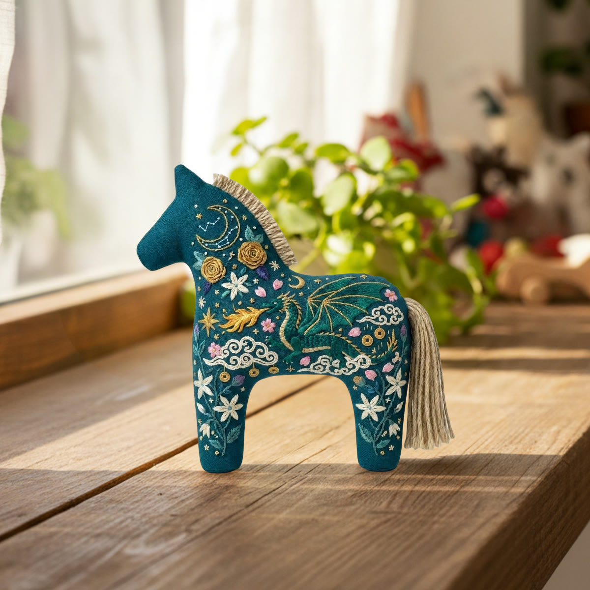 Rubbyoo Dala Horse Embroidery Kit - Fire Breathing Dragon  | Horse Lover Present | Aesthetic Bag Charm - image 4