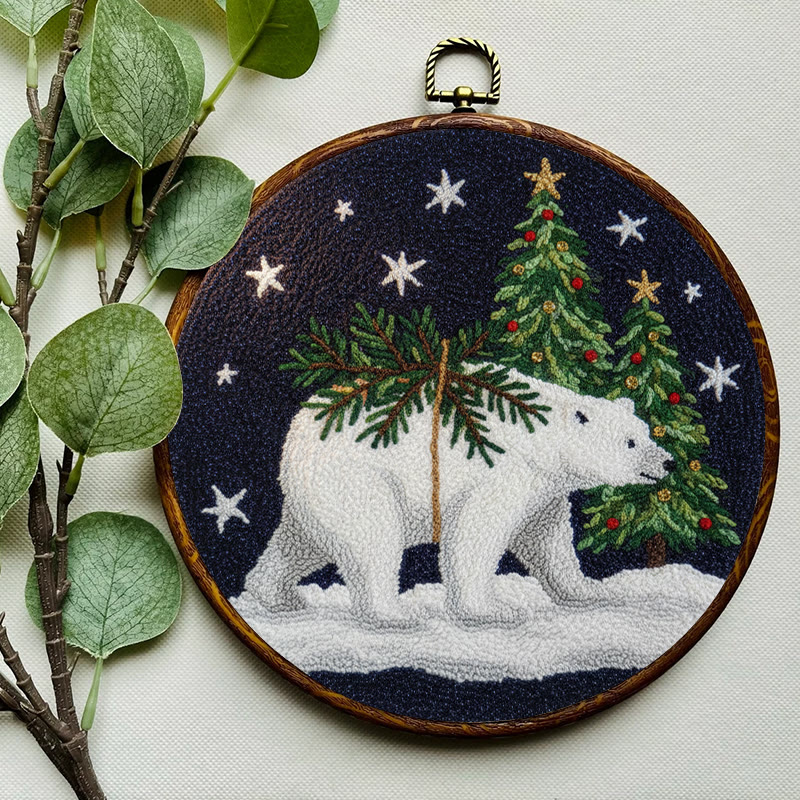 Polar Bears Punch Needle Kit - Christmas Tree Ornament | Easy Handmade Craft For Adults - image 5