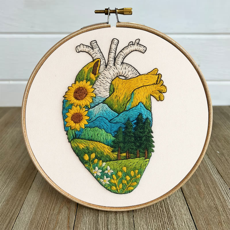 Rubbyoo Embroidery Kit - Natural Heart | Handmade Stitch Artwork | Unique Landscape Craft - image 6