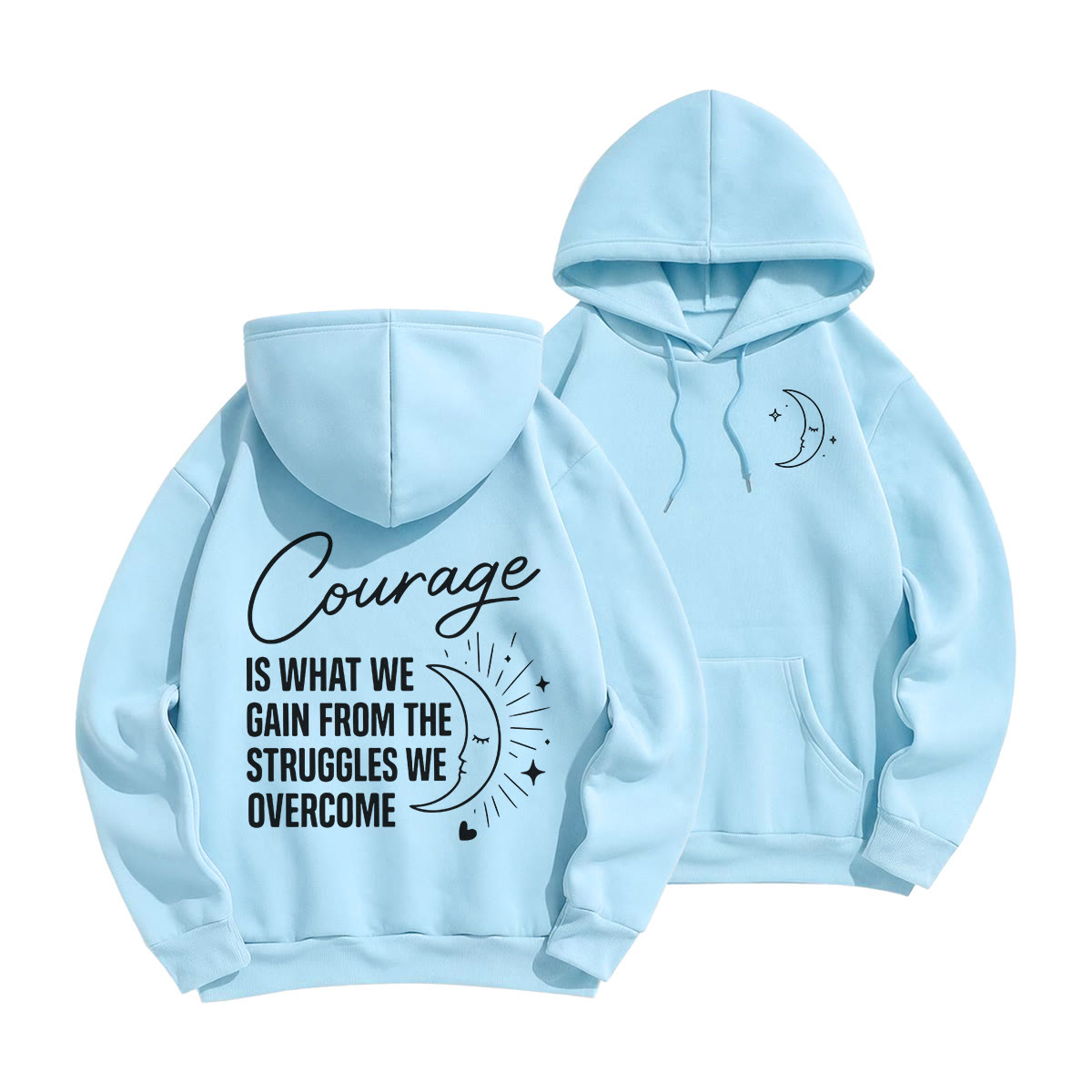 Rubbyoo Courage Is What We Gain From The Struggles Unisex Hoodie - Light Blue - 2XL - image 13