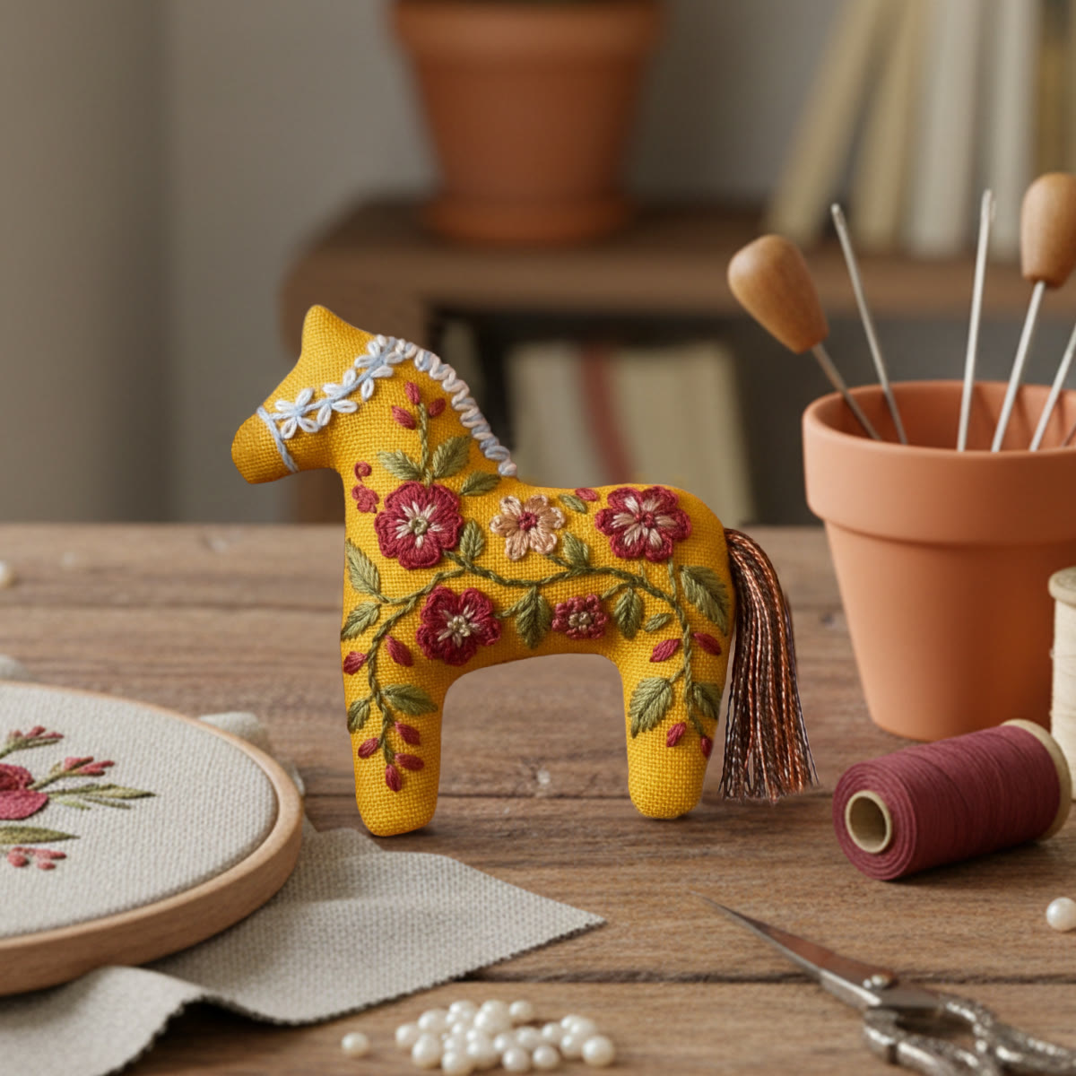 Rubbyoo Horse Embroidery Kit - Wildflowers  | Unique Bag Accessory |  Unique Handmade Gift - image 5