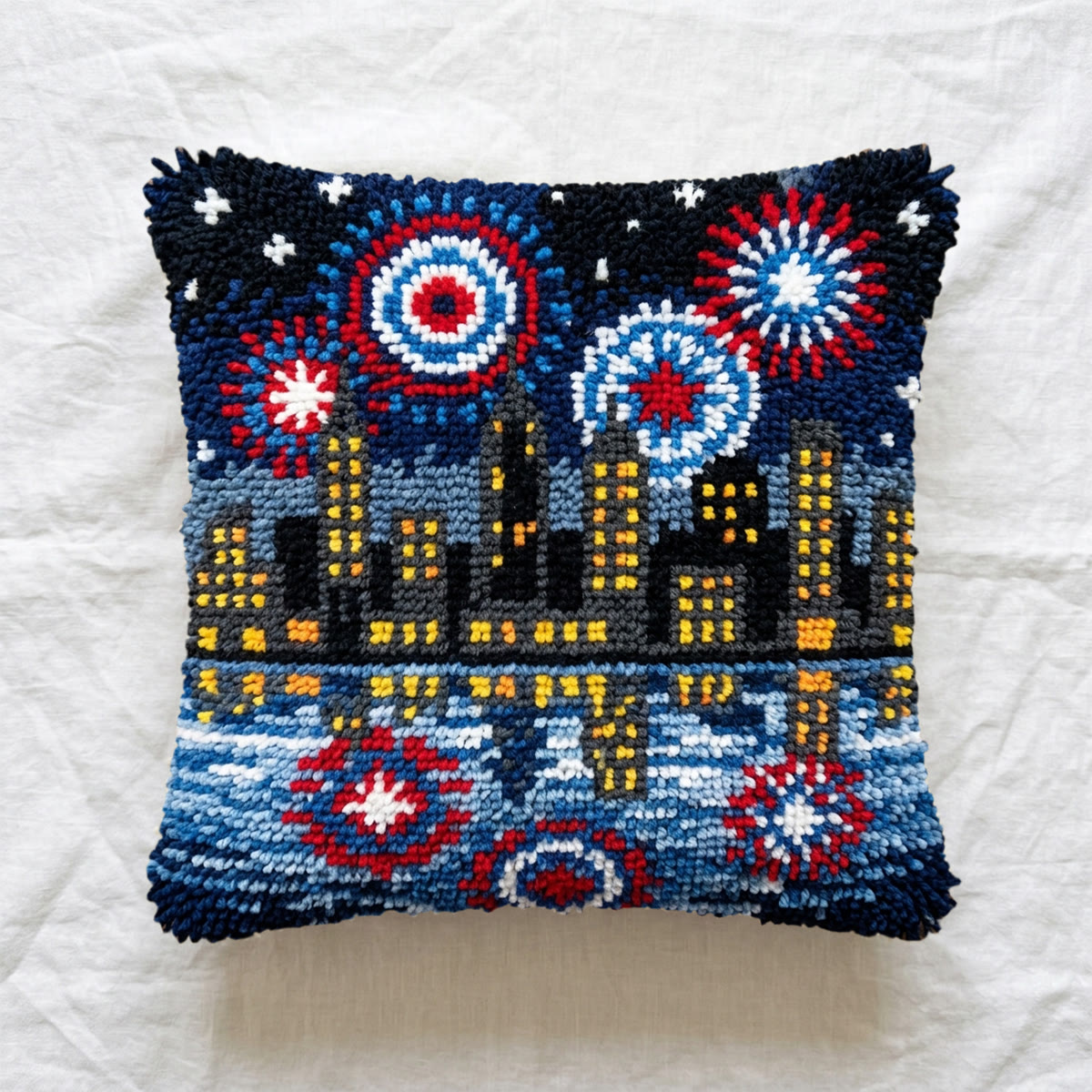 Rubbyoo Latch Hook Pillow Kit - Cityscape Night Scene | America 250 Celebration  Gift | Patriotic Home Accent - image 8