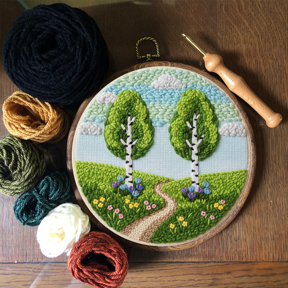 Spring Woodland Path Punch Needle Kit – Entry-level Diy Craft | Indoor Scenic Wall Hanging - image 10