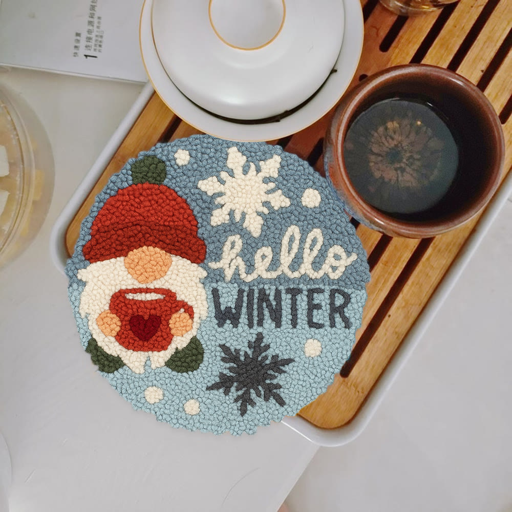 Winter Gnome Punch Needle Kit - Diy Christmas Handicraft | Unique Winter Decoration  - 5 inch Coaster Kit - image 12