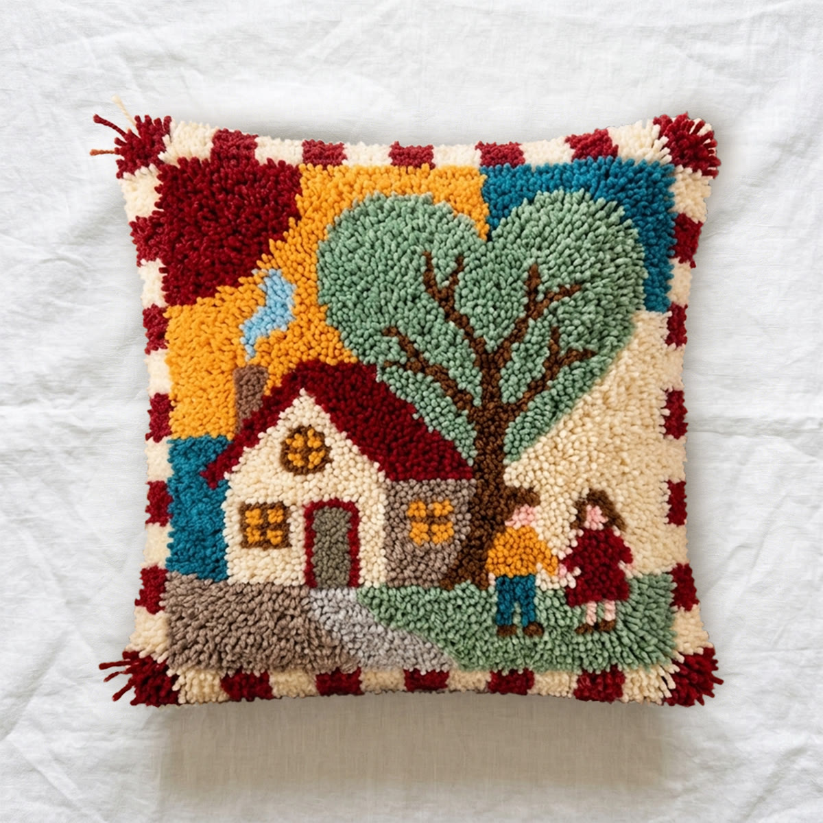Rubbyoo Latch Hook Pillow Kit - Love Nest | Handmade Wedding Craft | Decorative Cushion Cover - image 5