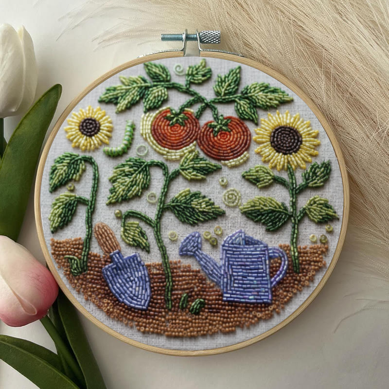 Rubbyoo Bead Embroidery Kit - Vibrant Garden | Diy Botanical Craft | Perfect For Room Ornament - image 5