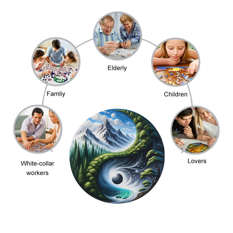 Rubbyoo Nature Yin and Yang -2 Wooden Jigsaw Puzzle