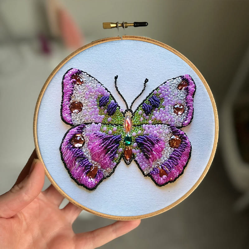 Rubbyoo Bead Embroidery Kit - Pink Butterfly | Diy Decorative Handcraft | Thoughtful Birthday Gift - image 9