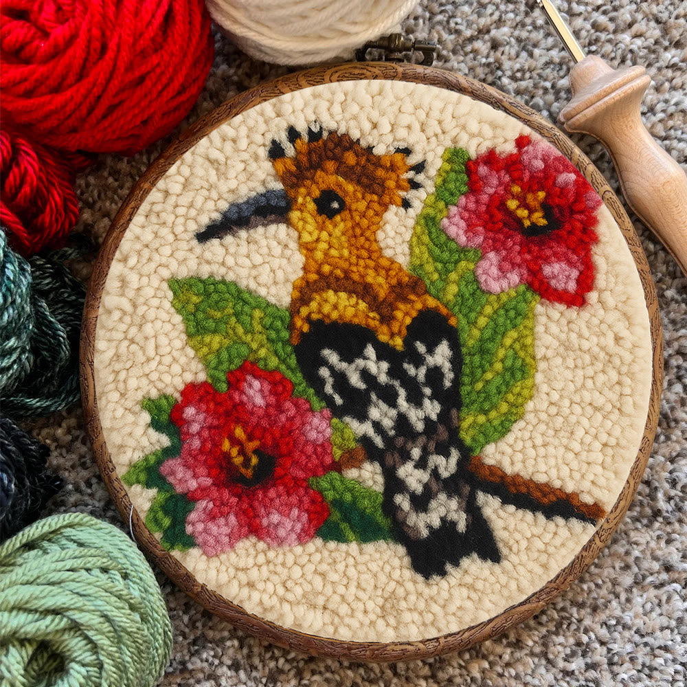 Hoopoe Floral Punch Needle Kit - Artisan-made Craft | Nature-inspired Decor - image 8
