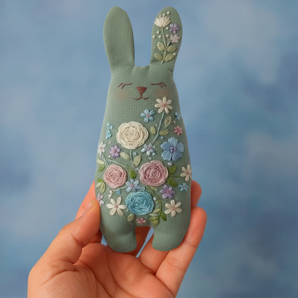 Rubbyoo Bunny Toy Embroidery Kit - Colorful Flower | Handmade Stuffed Bunny Toy | Sewing Bunny Kit - image 3