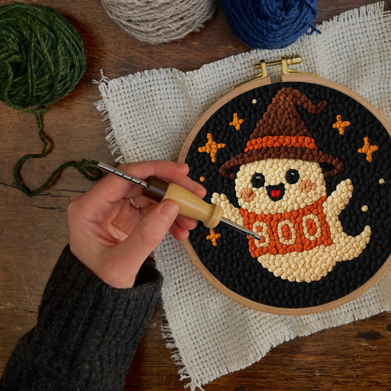 Happy Boo Punch Needle Kit - Cute Halloween Craft |  Beginner Stitching Pattern - image 3
