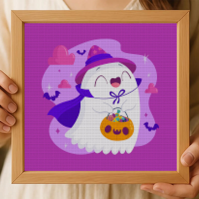 Cross Stitch Kit - Happy Ghost | Adorable Halloween Craft | Nice Wall Hanging Decor - image 9