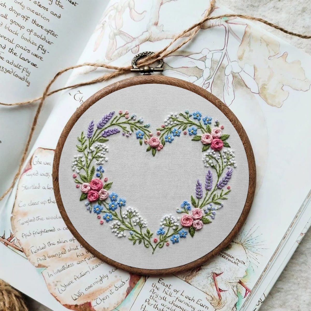 Rubbyoo Embroidery Kit - Floral Heart Design | Flowers Home Decor | Beginner Easy Handicraft  - image 4
