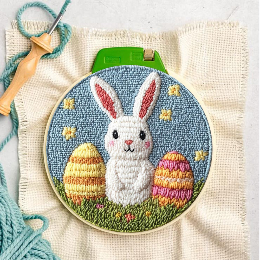 Starry Night Double Egg Bunny Punch Needle Kit - Cozy Diy | Whimsical Statement - image 6