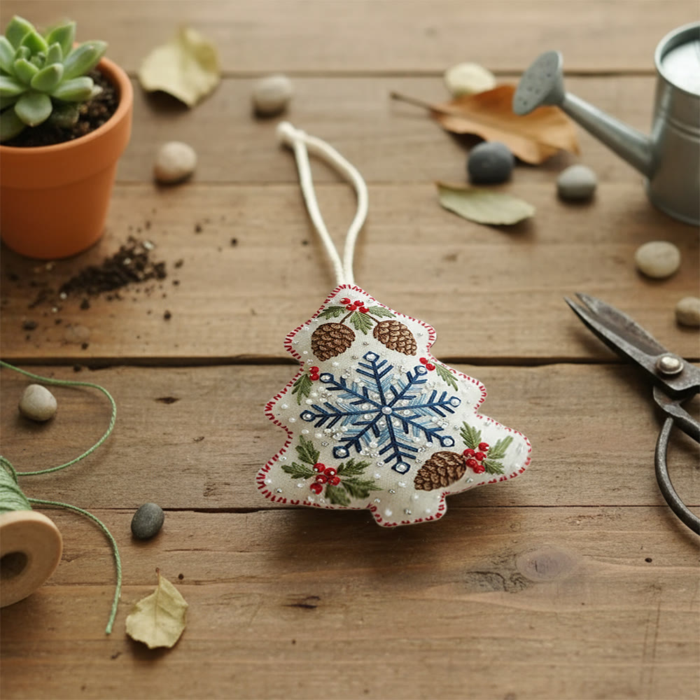 Rubbyoo Tree-shaped Embroidery Kit - Snowflake-pinecone | Exquisite Decor | Top Holiday Gifting Pick - image 7