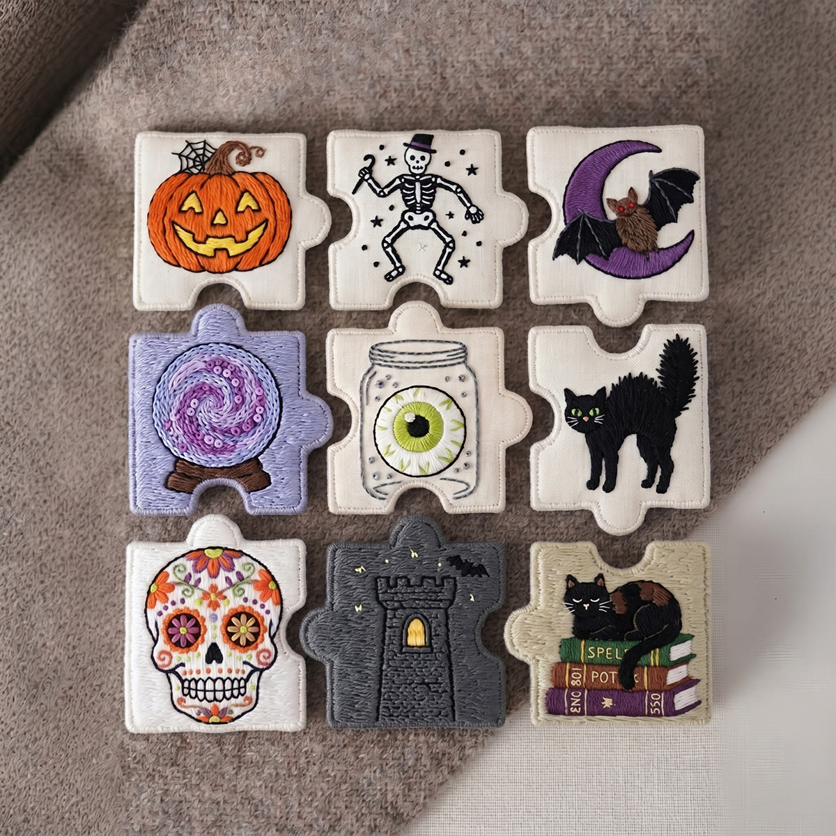 Rubbyoo Diy Magnet & Brooch Embroidery Puzzle Kit - Haunted House Aesthetic | Spooky Magnet For Fridge - image 3