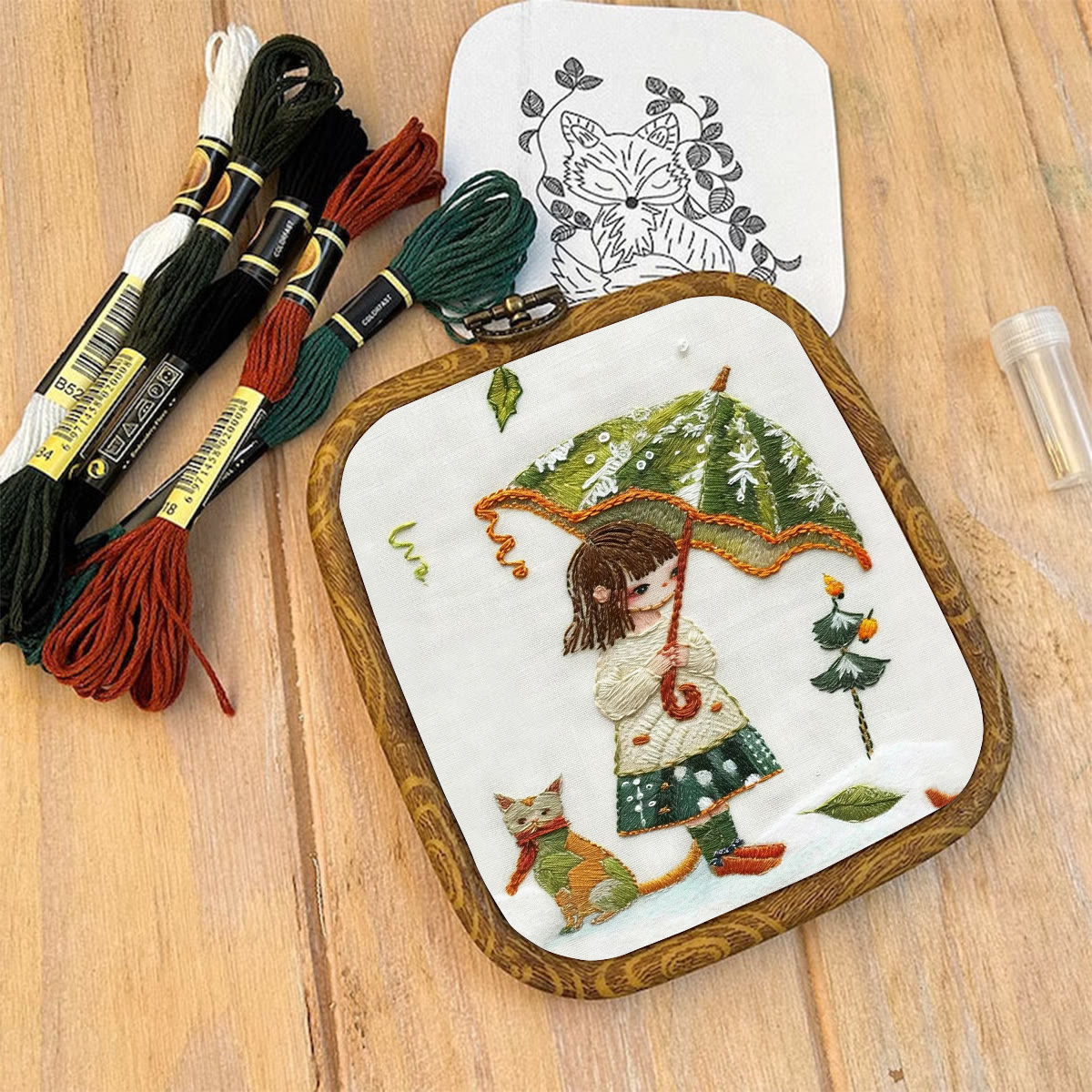 Rubbyoo Embroidery Kit-  Umbrella Holding Girl - image 9