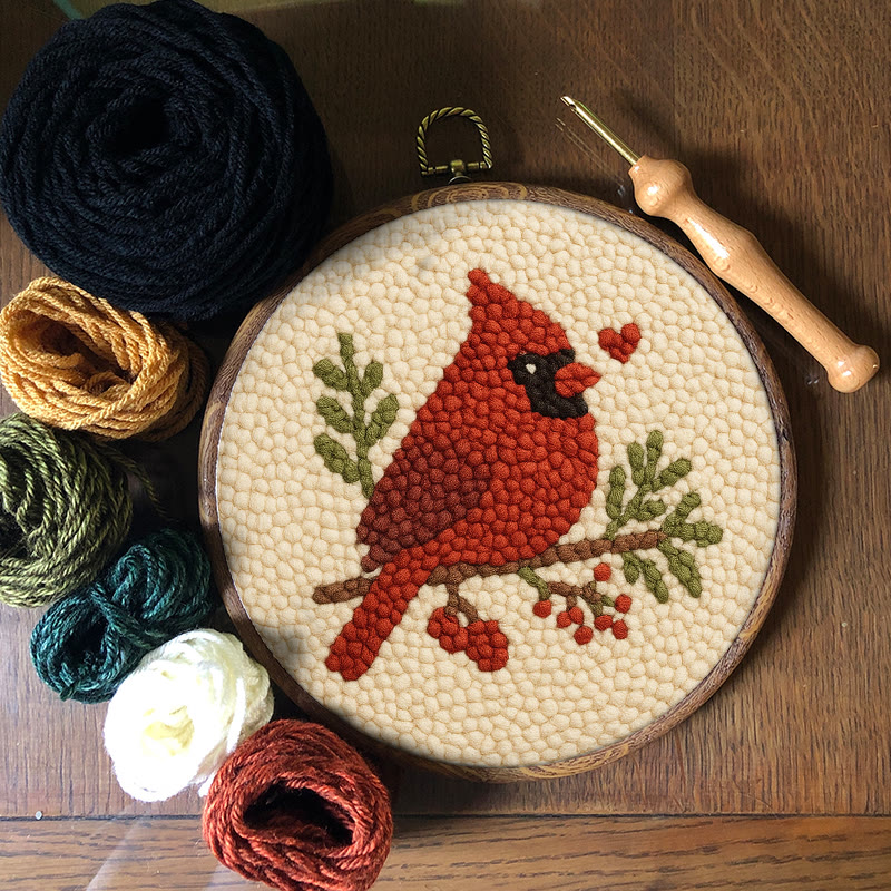  Red Bird Punch Needle Kit - Easy For Beginner | Perfect Christmas Gift Idea - image 8