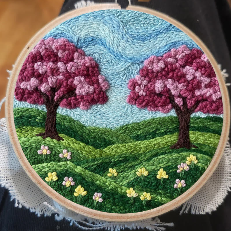 Spring Cherry Blossom Twin Trees Punch Needle Kit – Fresh Spring Decor Hanger | Newbie-friendly Diy Craft - image 7