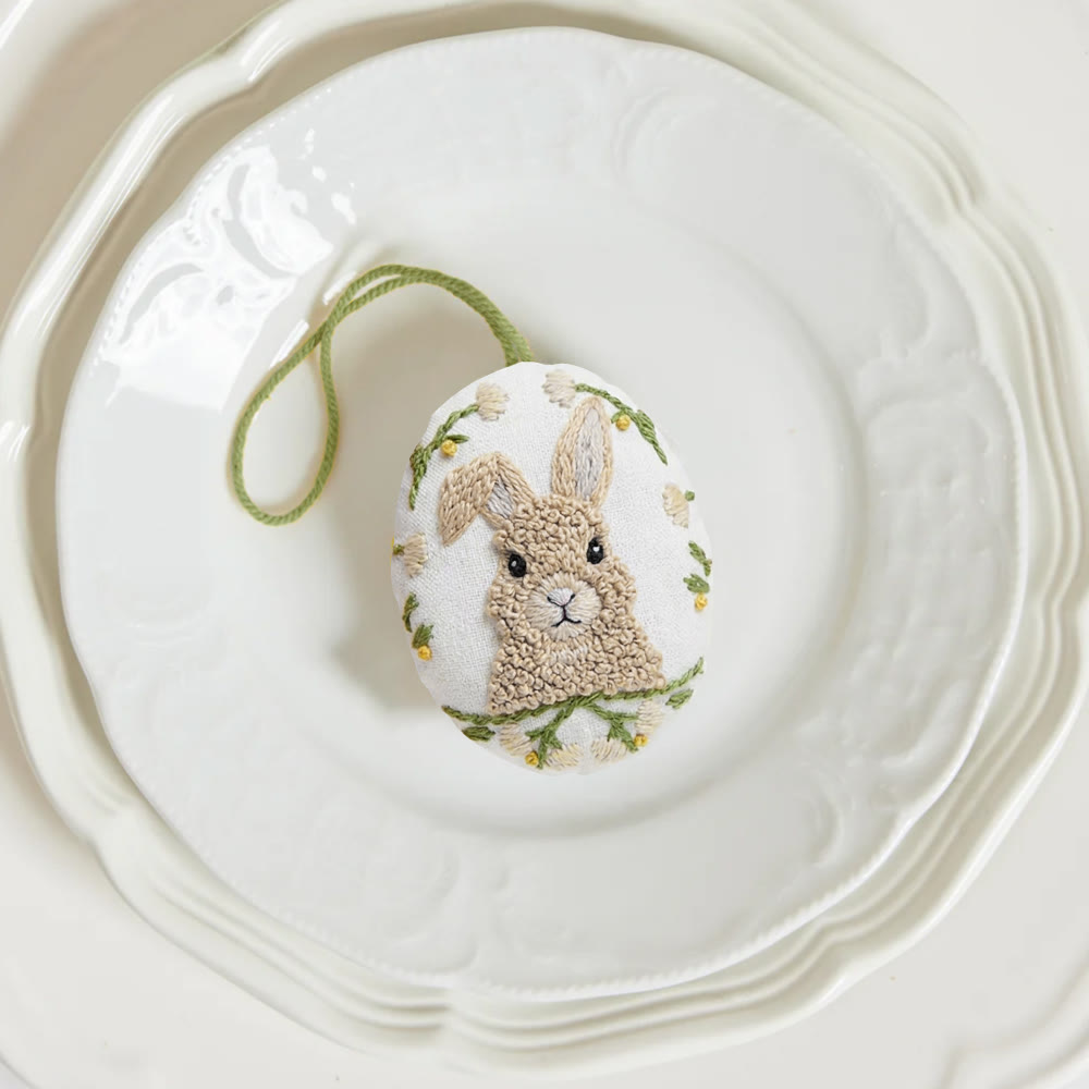 Rubbyoo Easter Egg Embroidery Kit - Cute Bunny | Animal Hanging Decor | Creative Design For Beginners - image 4