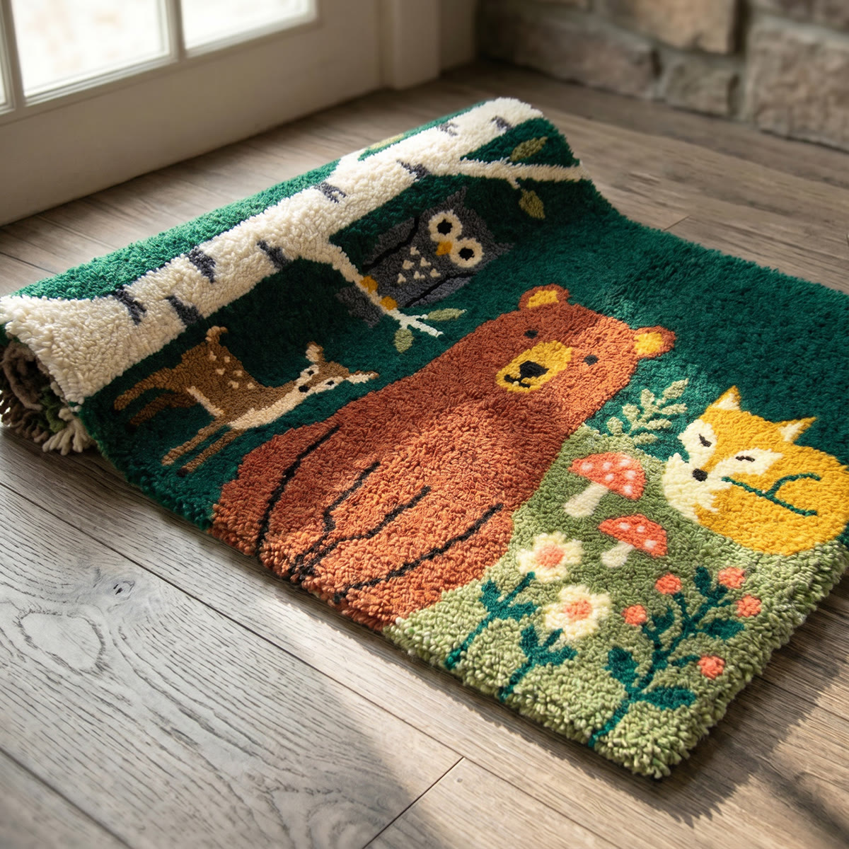 Rubbyoo Latch Hook Rug Kit - Woodland Animals | Nursery Room Carpet | Handmade Nature Doormat  - image 7