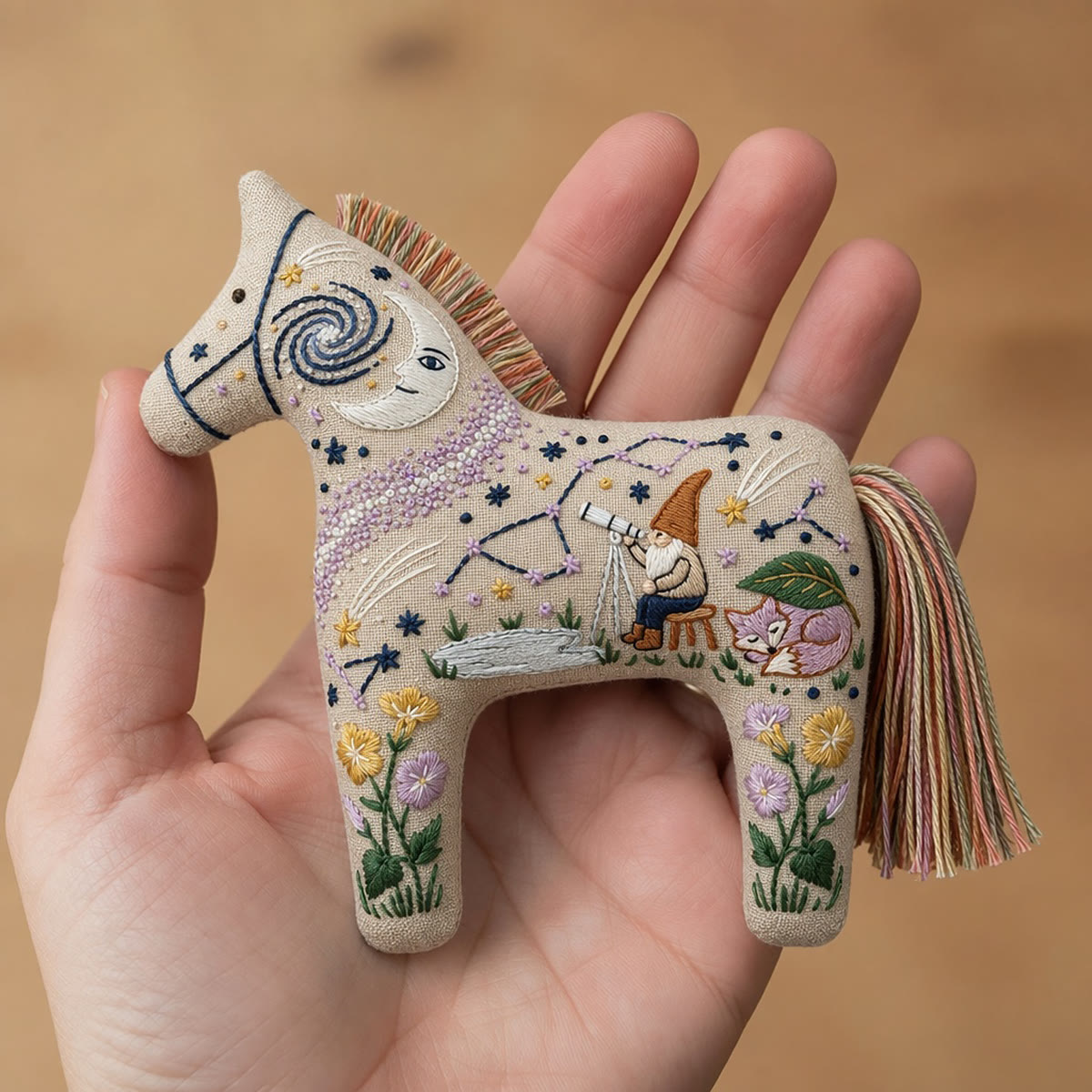 Rubbyoo Dala Horse Embroidery Kit - Stargazing Gnome | Gift For Witchy Friend | Handbag Accessory - image 8