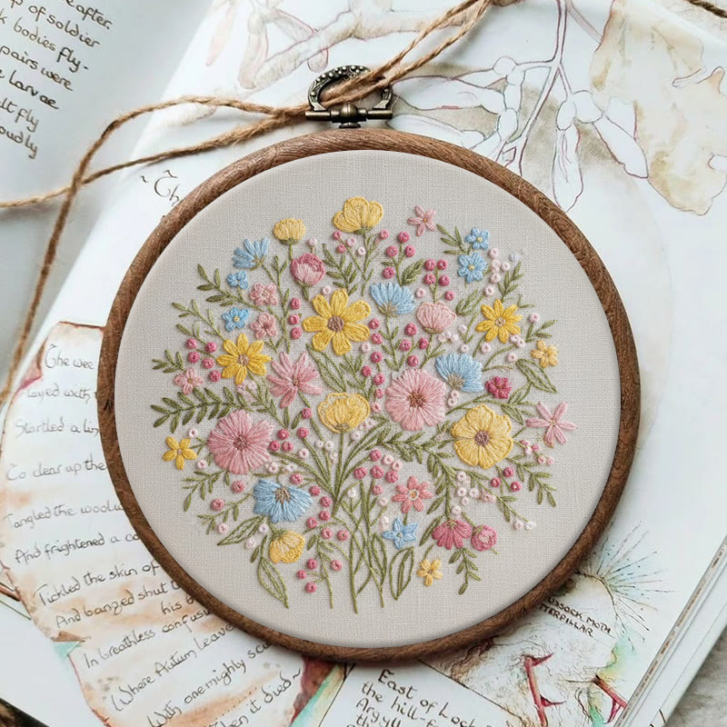 Rubbyoo Embroidery Kit - Colourful Flowers | Easy Stitch Craft | Unique Handmade Gift For Her - image 6