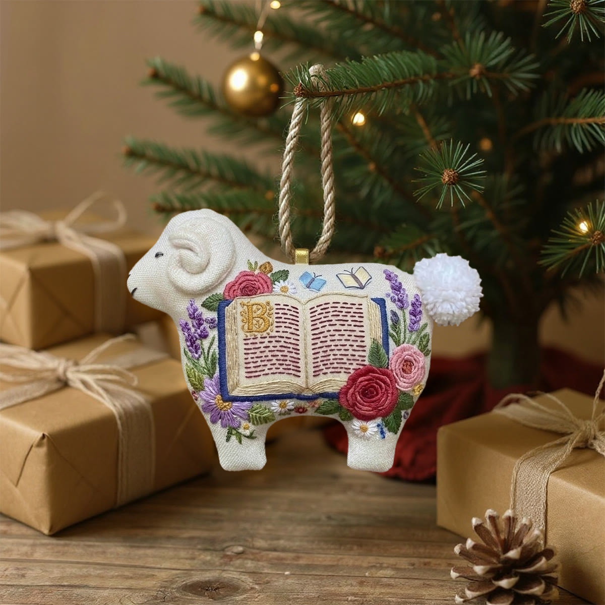 Rubbyoo Lamb-shaped Embroidery Kit - Floral Bible | Spiritual Home Ornament | Christian Memorial Gift - image 4