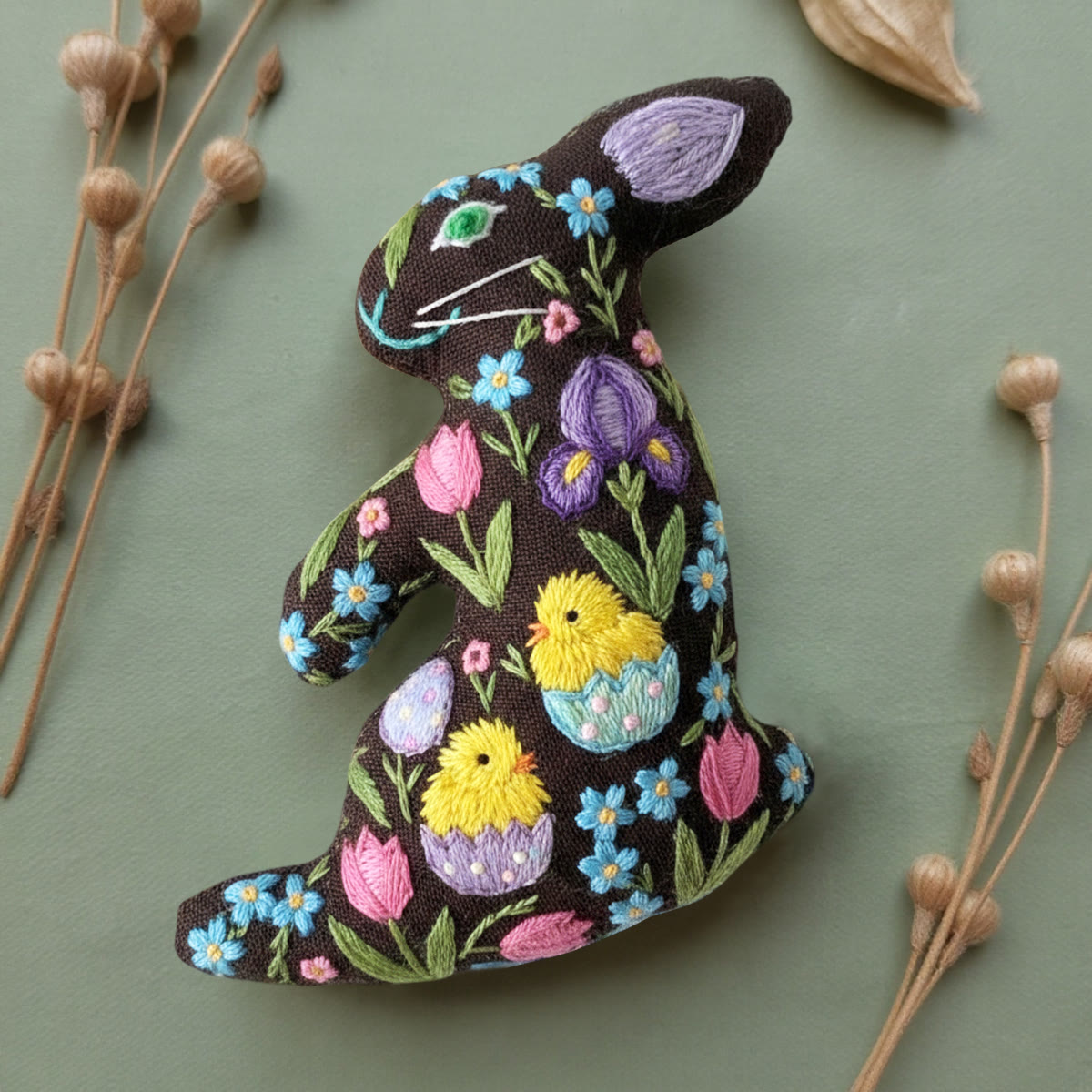 Rubbyoo Rabbit Embroidery Kit - Chick And Flower | Easter Bunny Ornament | Diy Stitch Artwork - image 4