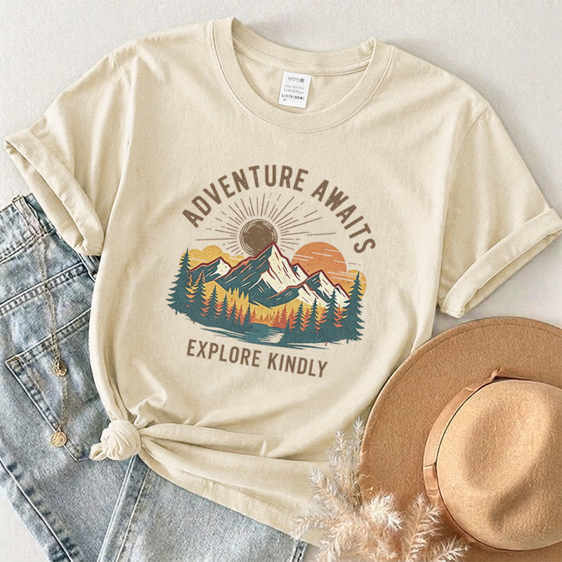 Rubbyoo Aoventure Awaits Graphic Tee - Hiking Camping Tee | Comfort Colors Shirt | Unisex Travel T-shirt - Beige - 2XL - image 11