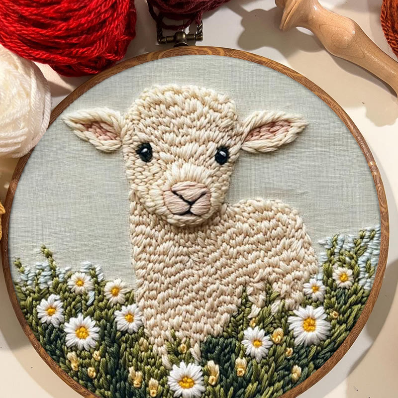 Little Lamb Punch Needle Kit - Daisies Pattern Craft | Perfect For Beginners - image 3