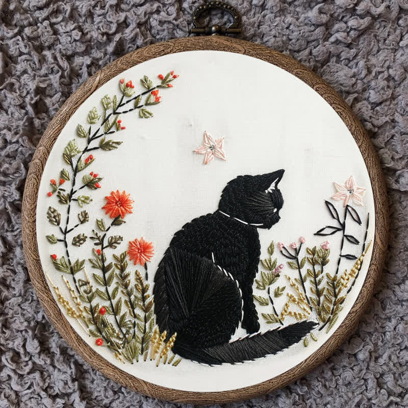 Rubbyoo Embroidery Kit - Floral Black Cat  - image 10