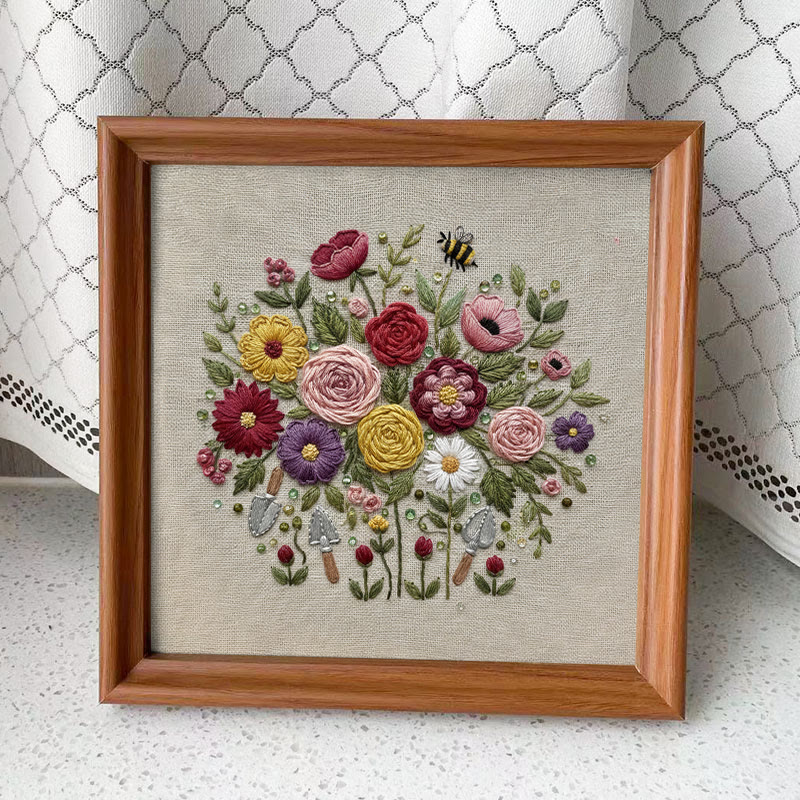 Rubbyoo Embroidery Kit - Fantastic Flower | Floral Room Ornament | Handmade Birthday Gifts - Embroidery Kit Plus An Extra Frame - image 14