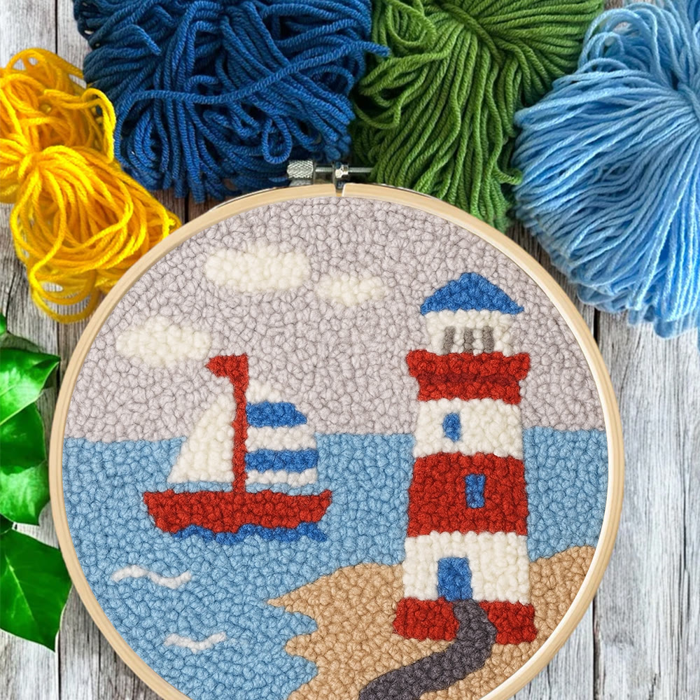 Seaside Lighthouse Punch Needle Kit - Handcrafted Art | Vibrant Handcraft Treasure - image 3