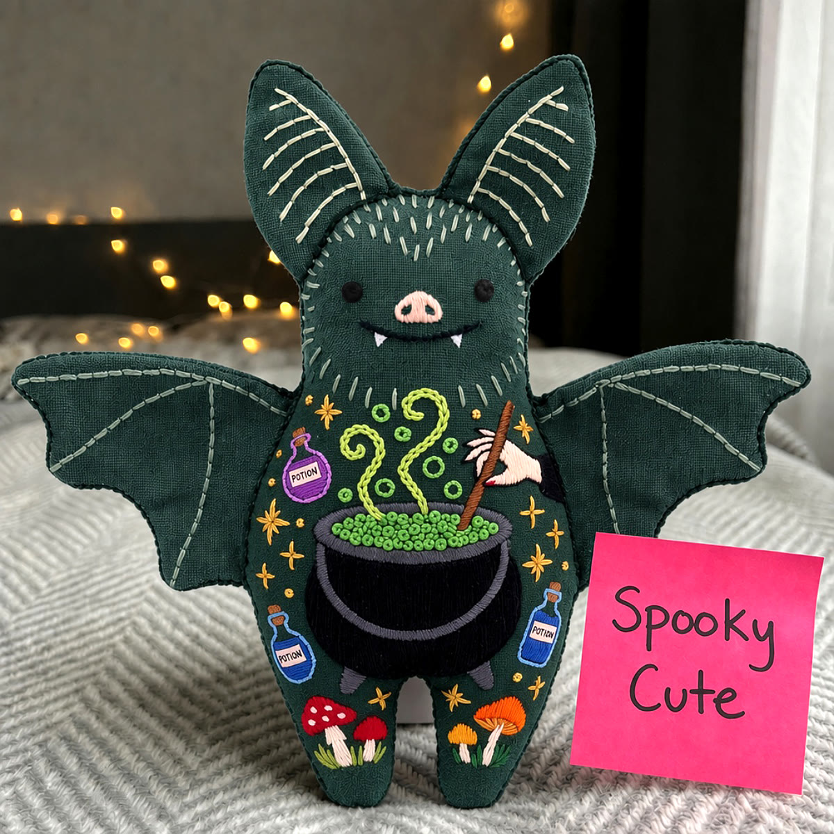Rubbyoo Bat Embroidery Kit - Witch Cauldron | Gift For Friends | Gothic Halloween Decor - image 7