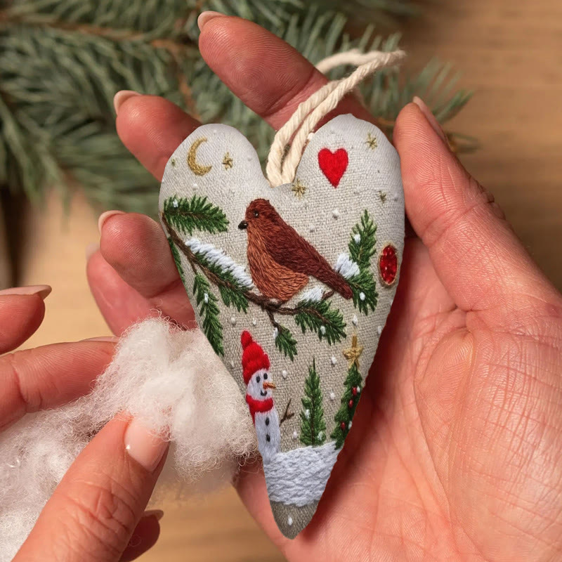 Rubbyoo Heart Embroidery Kit - Snowy Night | Diy Christmas Tree Ornament | Nice Handmade Collection  - image 5