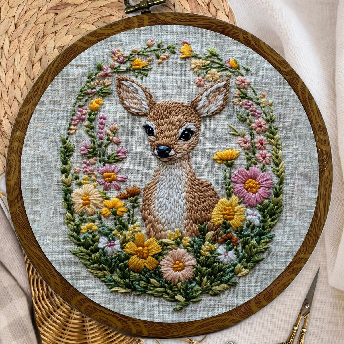 Rubbyoo Embroidery Kit- Flower Deer Diy Craft Kits | For Craft Lover - image 8