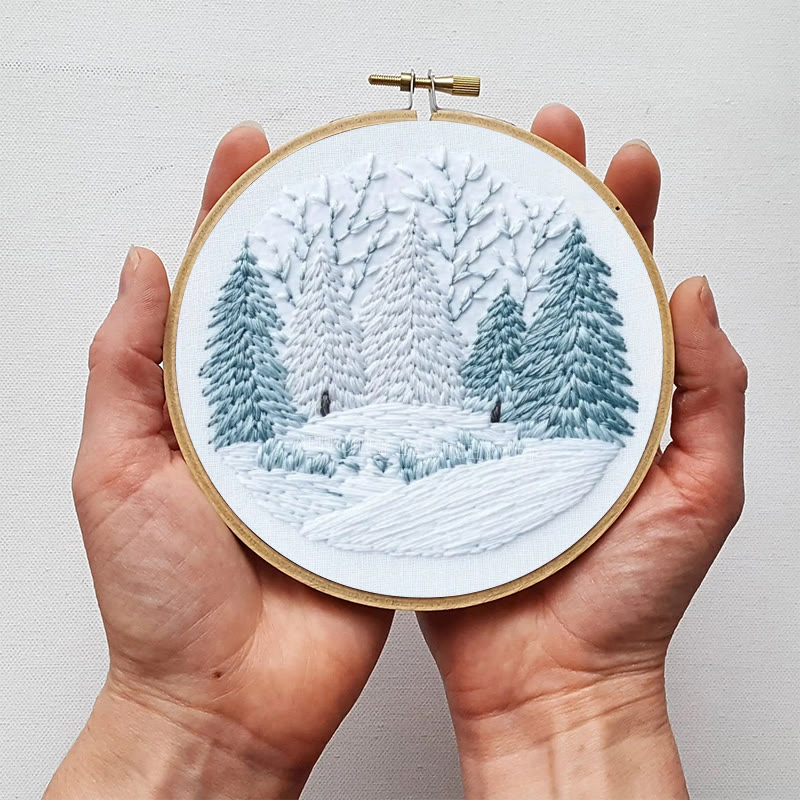 Rubbyoo Embroidery Kit - Winter Snowy Pine Forest | Cozy Home Accent | Hand Embroidery - image 10