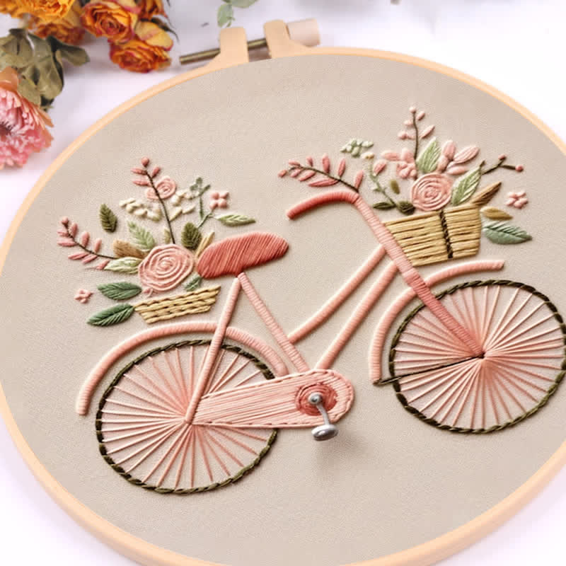 Rubbyoo Embroidery Kit - Floral Bike Modern Home Decor Craft kit - image 5