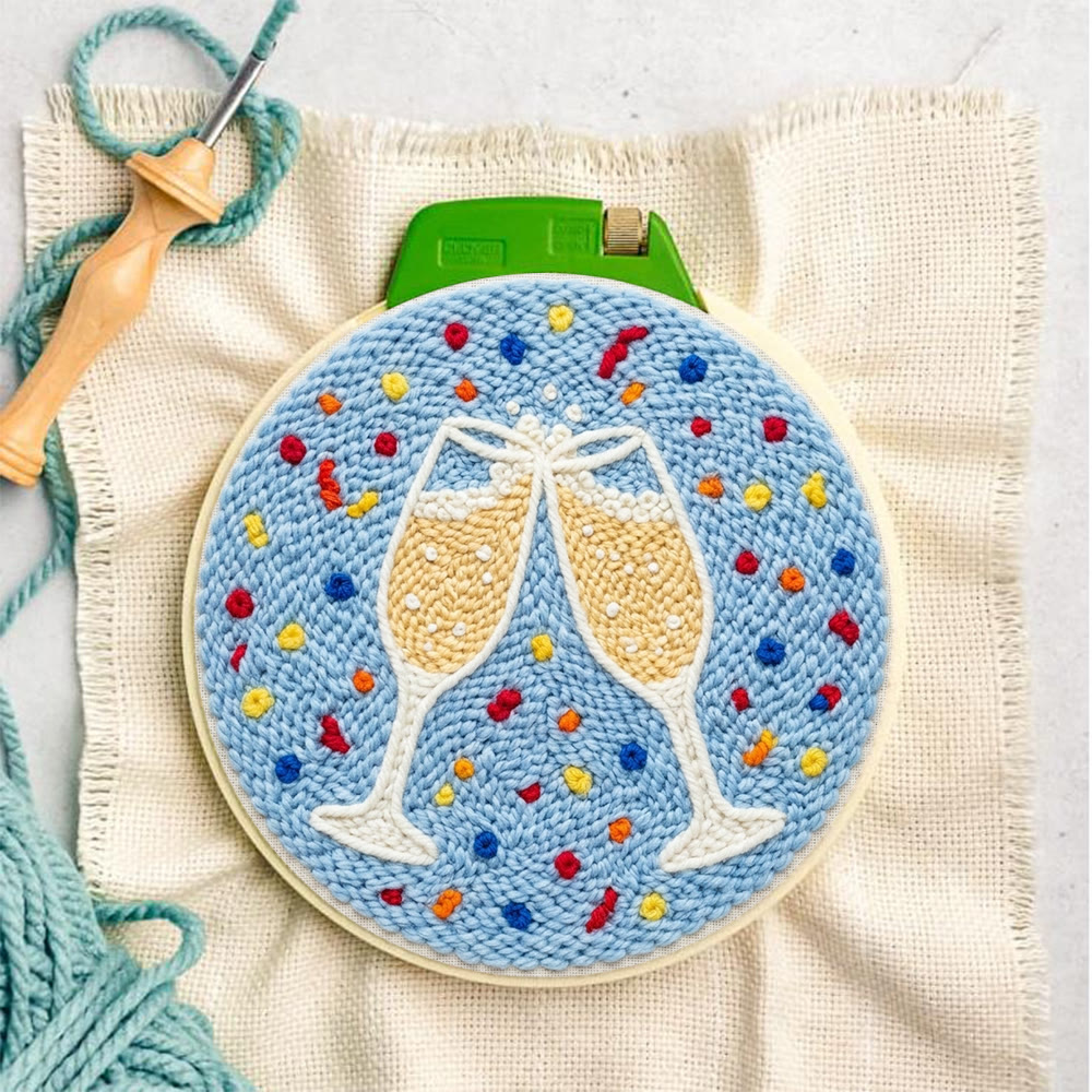 Champagne Cheers  Punch Needle Kit - Colorful Celebration Theme | Useful Housewarming Party Accent - image 5