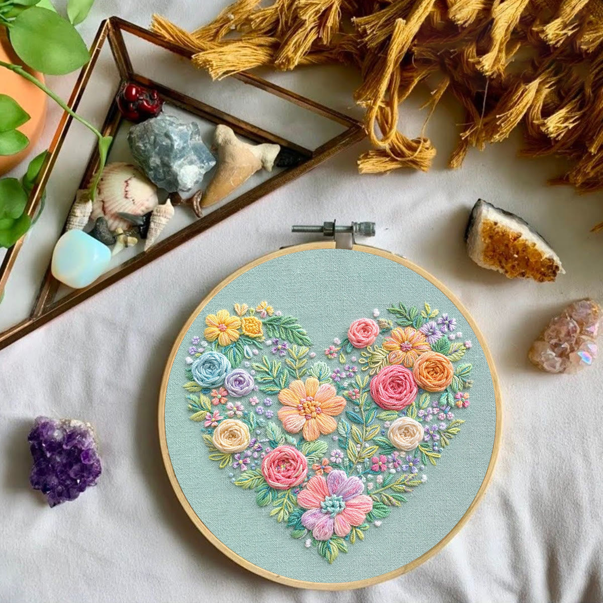 Rubbyoo Embroidery Kit - Blooming Love | Unique Floral Heart | Handmade Gifts For Mother - image 4
