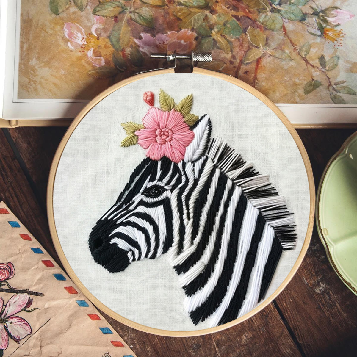 Rubbyoo Embroidery Kit-  Zebra With A Flower  - image 6