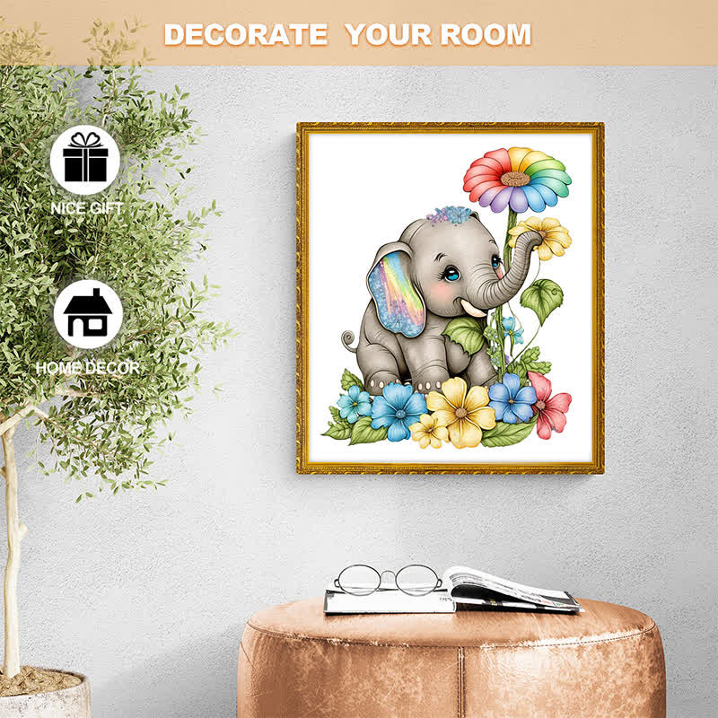 Baby rainbow elephant -  Wooden Jigsaw Puzzle