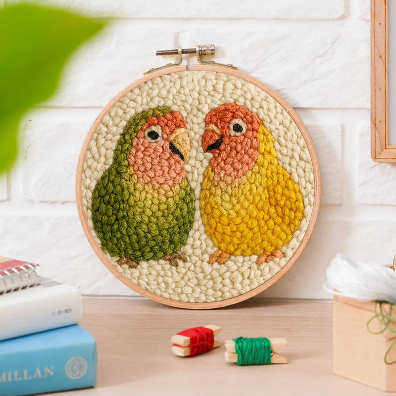 Shy Parrots Punch Needle Kit - Spring Bird Craft |  Beginner Friendly Needlework - image 7